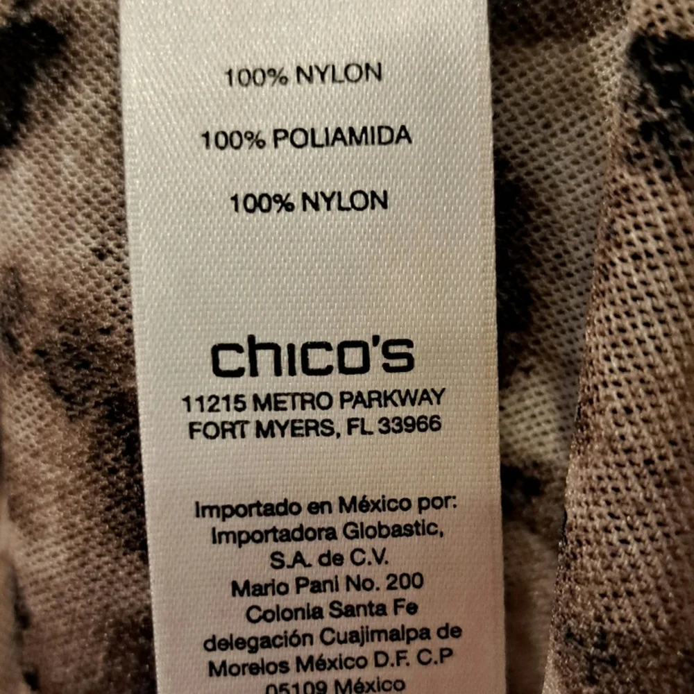 Chico's mesh top blouse lightweight Animal Print nylon size 1